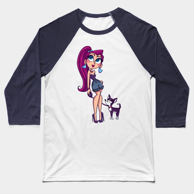 Fashion dog girl Baseball T-Shirt by katidoodlesmuch